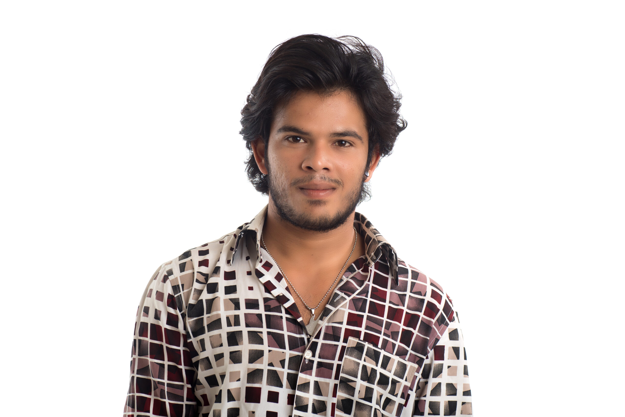 Young man posing on a white background